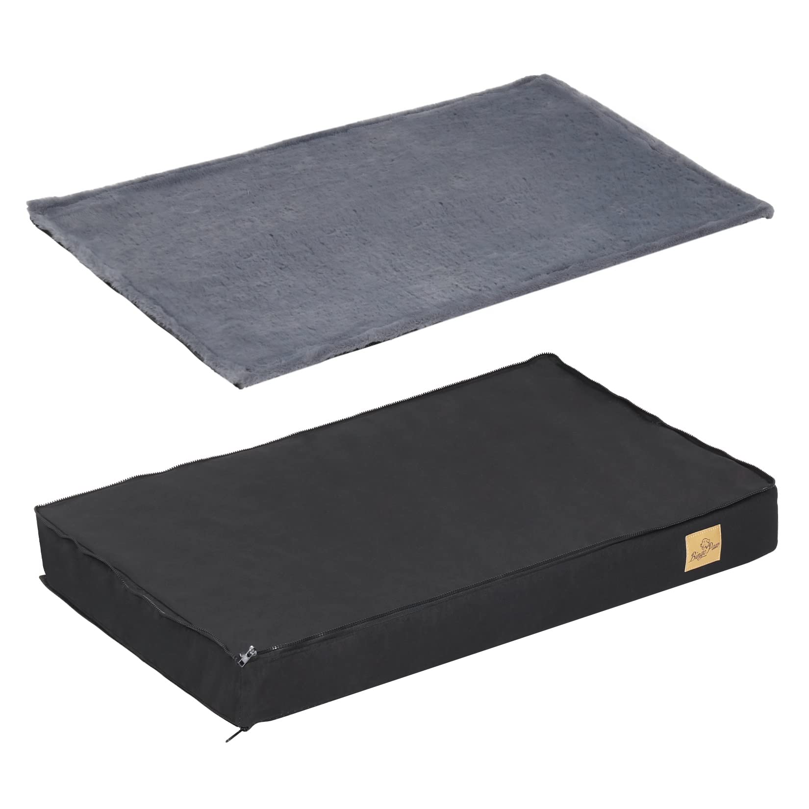 BingoPaw Cama Perro Medianos Grande Lavable Desenfundable 78x48x8cm Colchon Colchoneta Perro con Espuma Ortopedica Mediano Lujoso con Manta de Felpa Desmontable con Cierre Impermeable Antideslizante