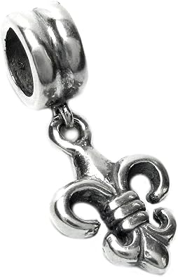 Sterling Silver Fleur-de-lis Dangle Bead f/European style Charm Bracelet