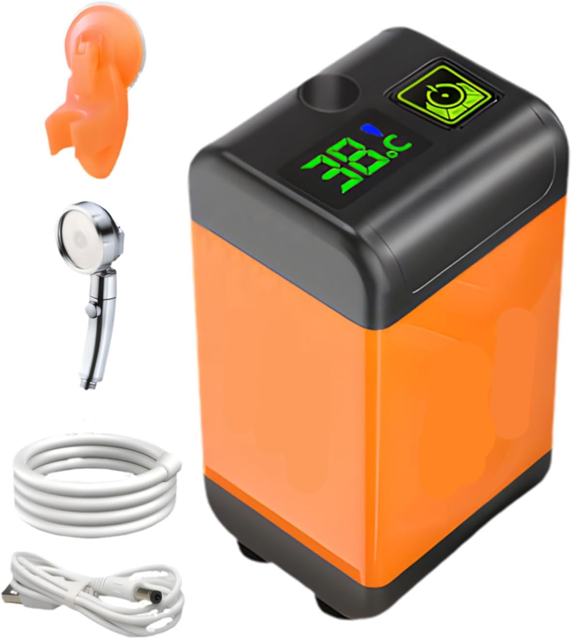 Portable Shower for Camping, Long-Lasting 6000mah Rechargeable Camping Shower with Led Display, Ipx7 & 3 Spray Modes Outdoor Camp for Hiking, Travel, Car, Pet