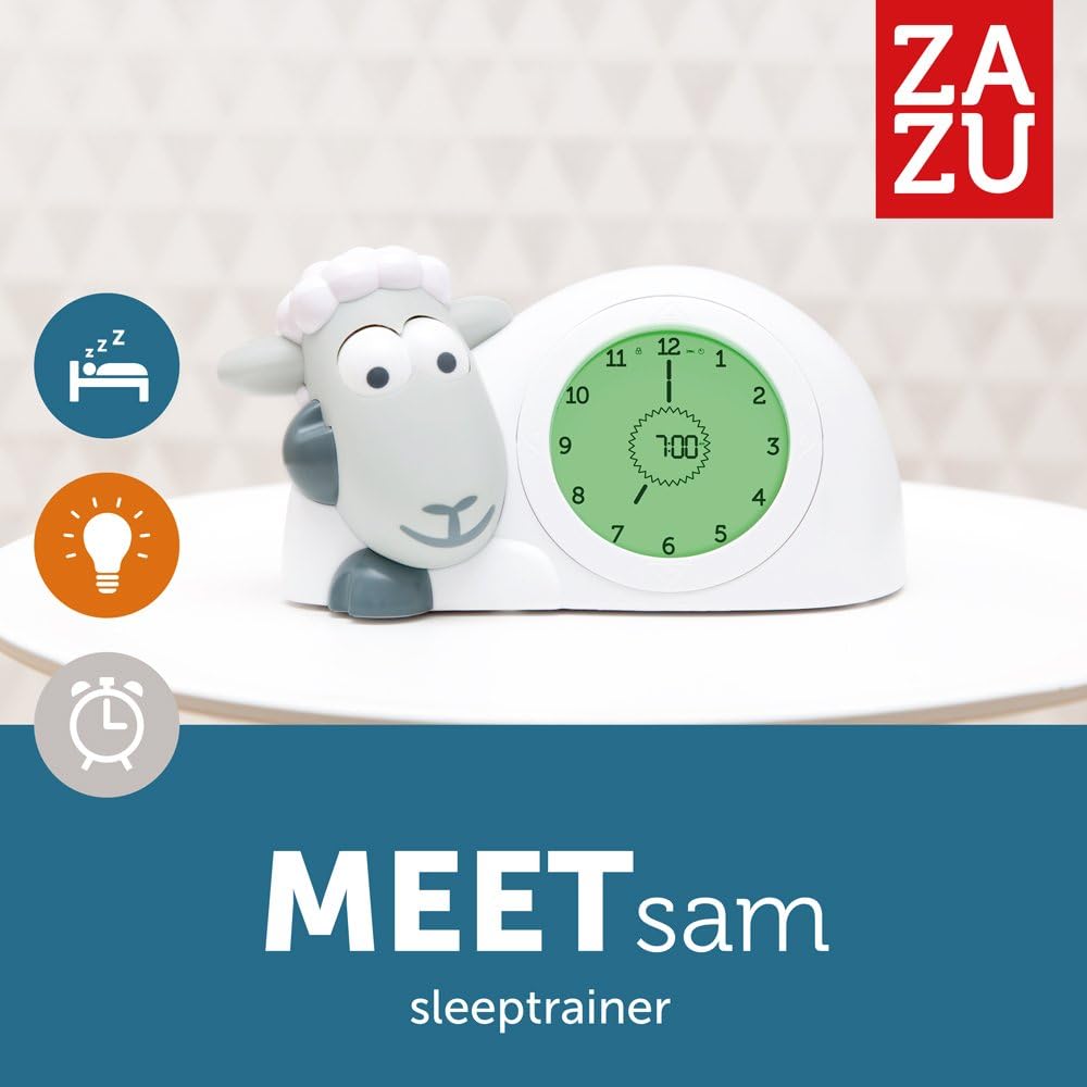 ZAZU Sam the Lamb Clock - Sleep Trainer Clock & Nightlight for Kids, Grey - Image 3