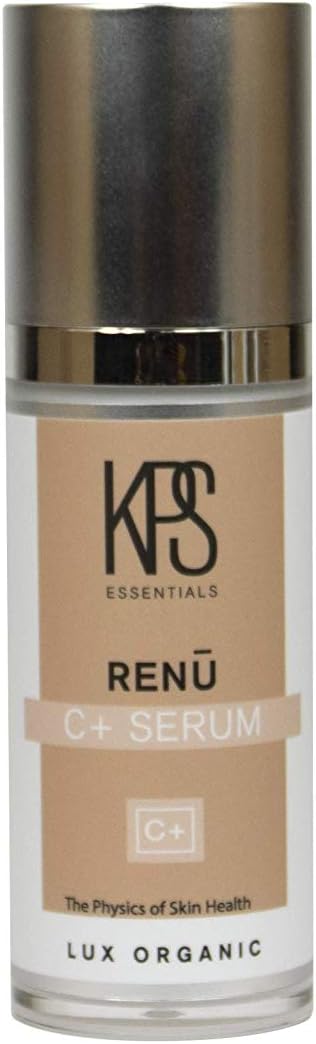 KPS Essentials Organic Vitamin C+ 9x Hyaluronic Acid Serum - 1oz | Fine Lines Wrinkles Dark Spots | Superior Collagen Production | Spa Quality | Proprietary DermaNu Anti-Aging Technology | Renu C+