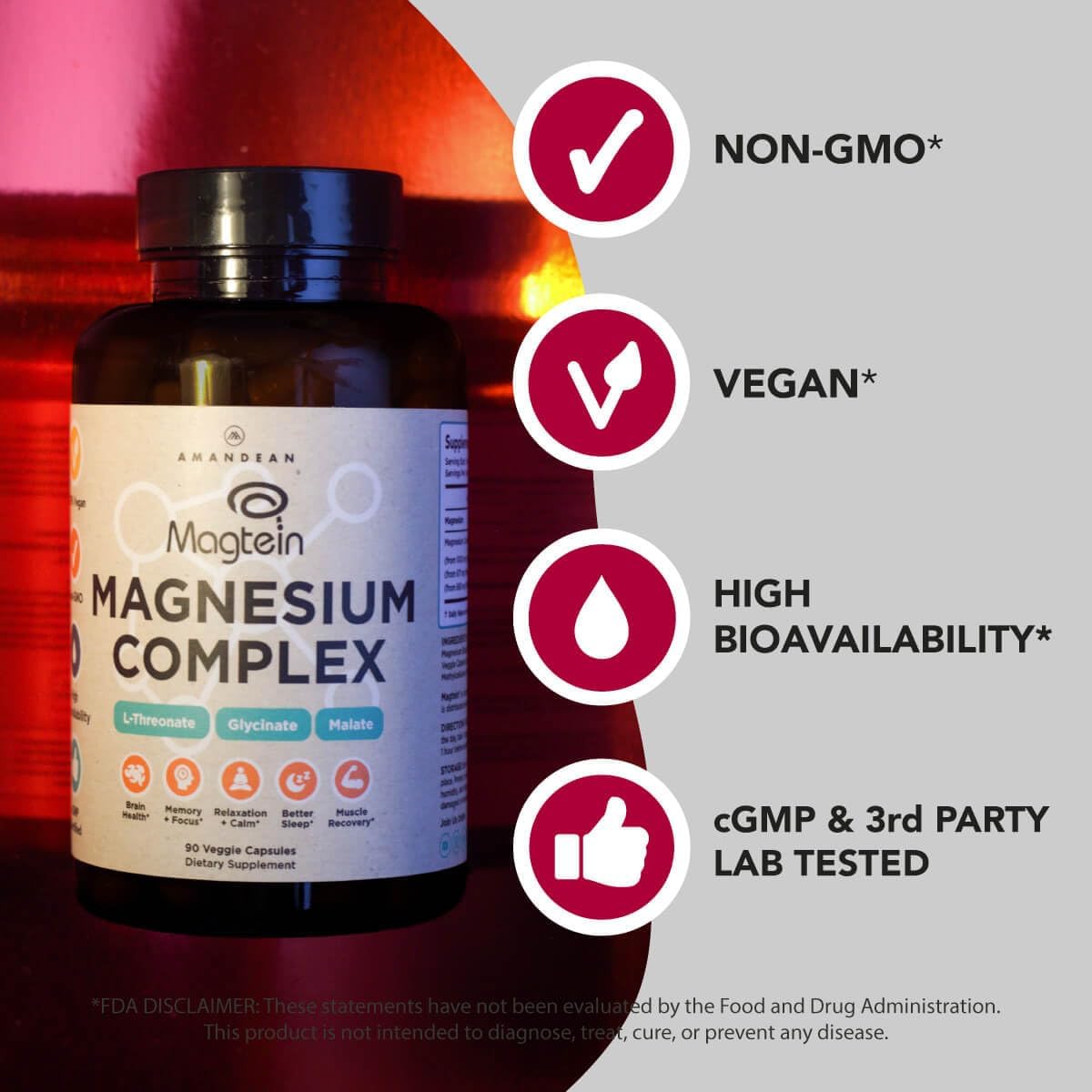 AMANDEAN Premium Magnesium Complex, Vegan Omega 3, Vegan D3+K2 Bundle. Plant-Based Immune Support. Algae DHA & EPA. Quality Sleep, Focus & Mood. Support Healthy Heart, Brain, Joints & Eyes