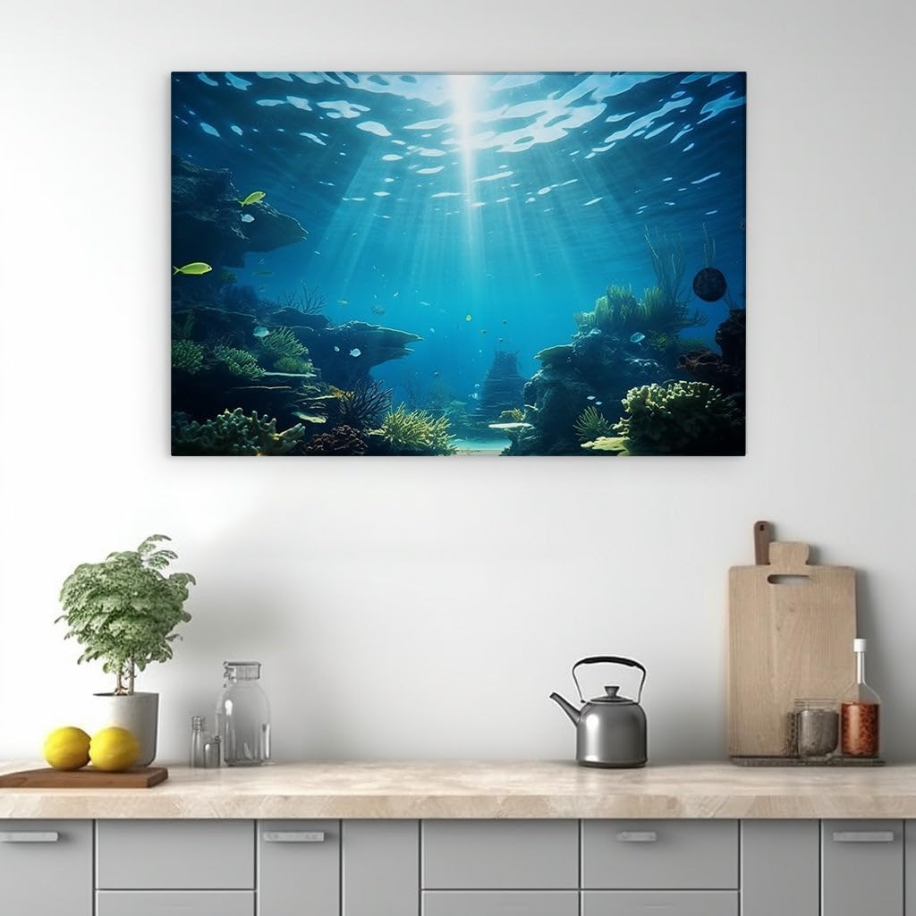 Canvas for Living room. Diving into the Colorful Harmony of the Ocean's Depths, 27 x 18 inch Canvas Wall Art - Contemporary Masterpieces - Modern Home Decor