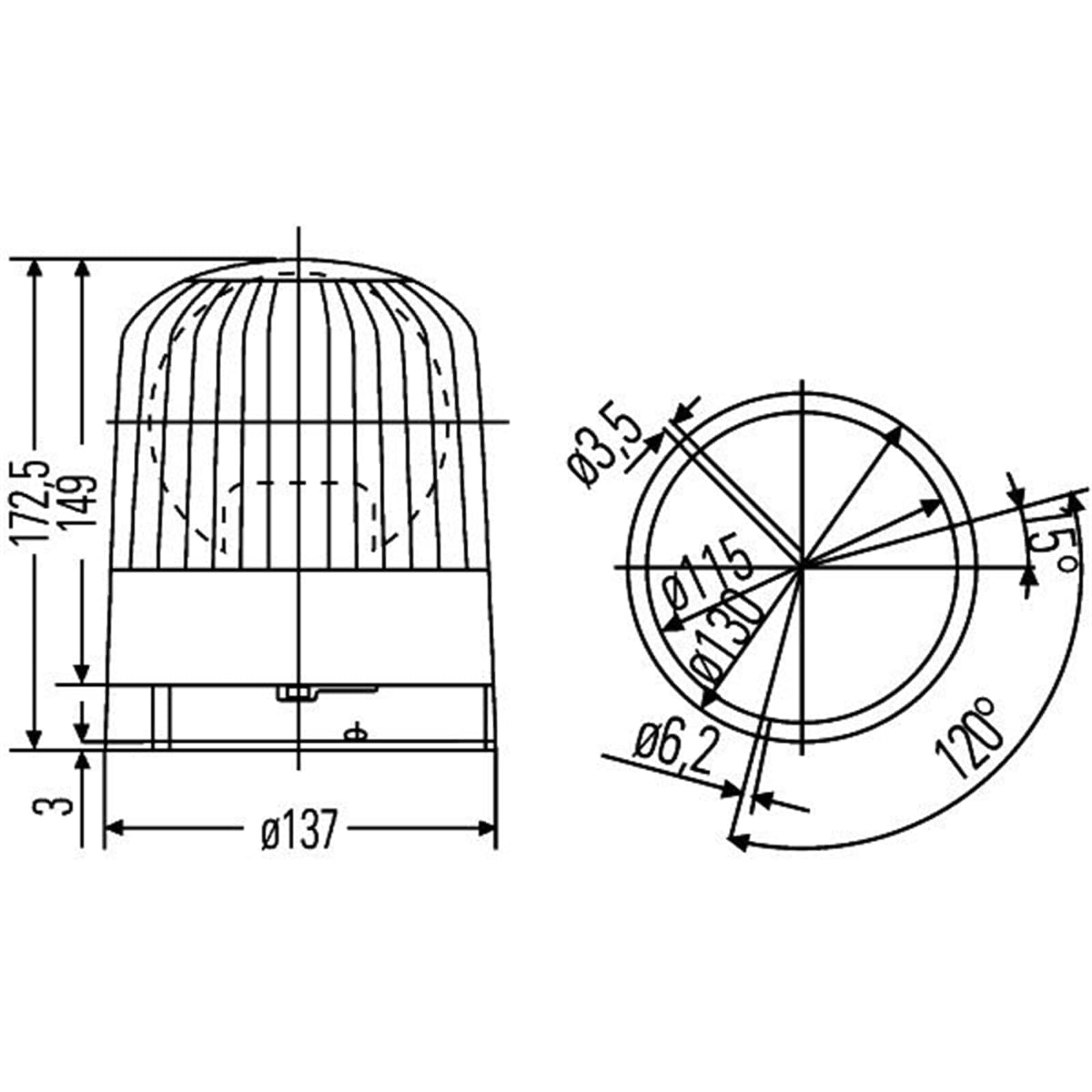 HELLA Halógena Luz de identificación omnidireccional - KL Junior - 24V - ámbar - montaje exterior/atornillado - Conector: Conector plano - Cant.: 1 - 2RL 007 550-011