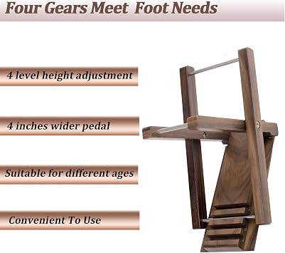 Muso Guitar Stool Foot Rest, Adjustable Foot Stool Folded Wooden Pedal,Pedicure Foot Stool Footrest 4 Level Suitable for Guitar (Natural Beech)