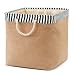 Folding Basket EZOWare Laundry Hamper Bucket Burlap Canvas Storage Container Bin For Office, Bedroom, Closet, Laundry, Toys & More - with Blue and White Trim