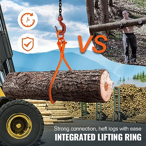 Image of VEVOR Log Skidding Tongs, 32 inch 2 Claw Log Lifting Tongs, Heavy Duty Steel Lumber Skidding Tongs, 1543 lbs /700 kg Loading Capacity, Log Lifting, Handling, Dragging & Carrying Tool