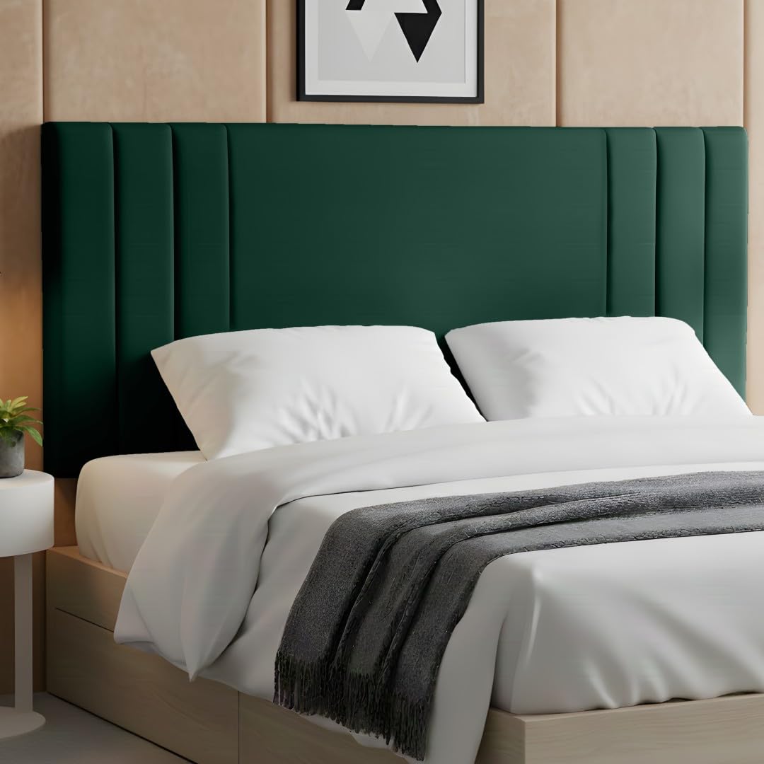 BEDELUNA Headboards for Bed – 24” Rio Plush Velvet Fabric Headboard - Elegant Divan Bed Thick Padding Bed Headboards, Luxury Bedroom & Hotel Furniture (Emarald Plush, 5FT King)