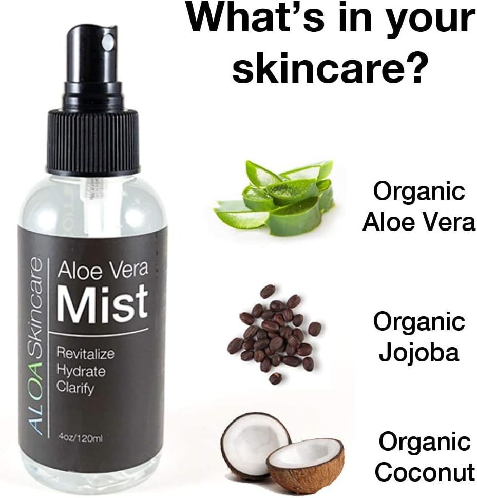 ALOA Skincare Aloe Mist, 4oz Face Mist Spray, Organic Formula for Clear Skin