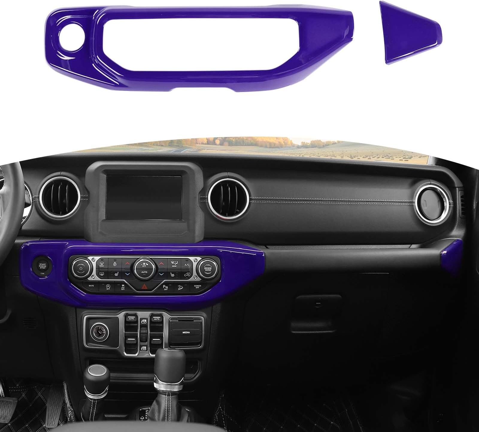 RT-TCZ for Jeep JL Center Dash AC Switch Panel Trim Cover Purple for Jeep Wrangler JL Gladiator JT 2018-2023 Purple Interior Accessories 2pcs