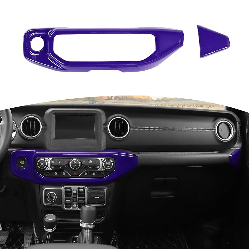 Capa de acabamento do painel central para interruptor do ar-condicionado RT-TCZ roxa para Jeep JL Wrangler Unlimited e Gladiator JT, kit com 2 peças