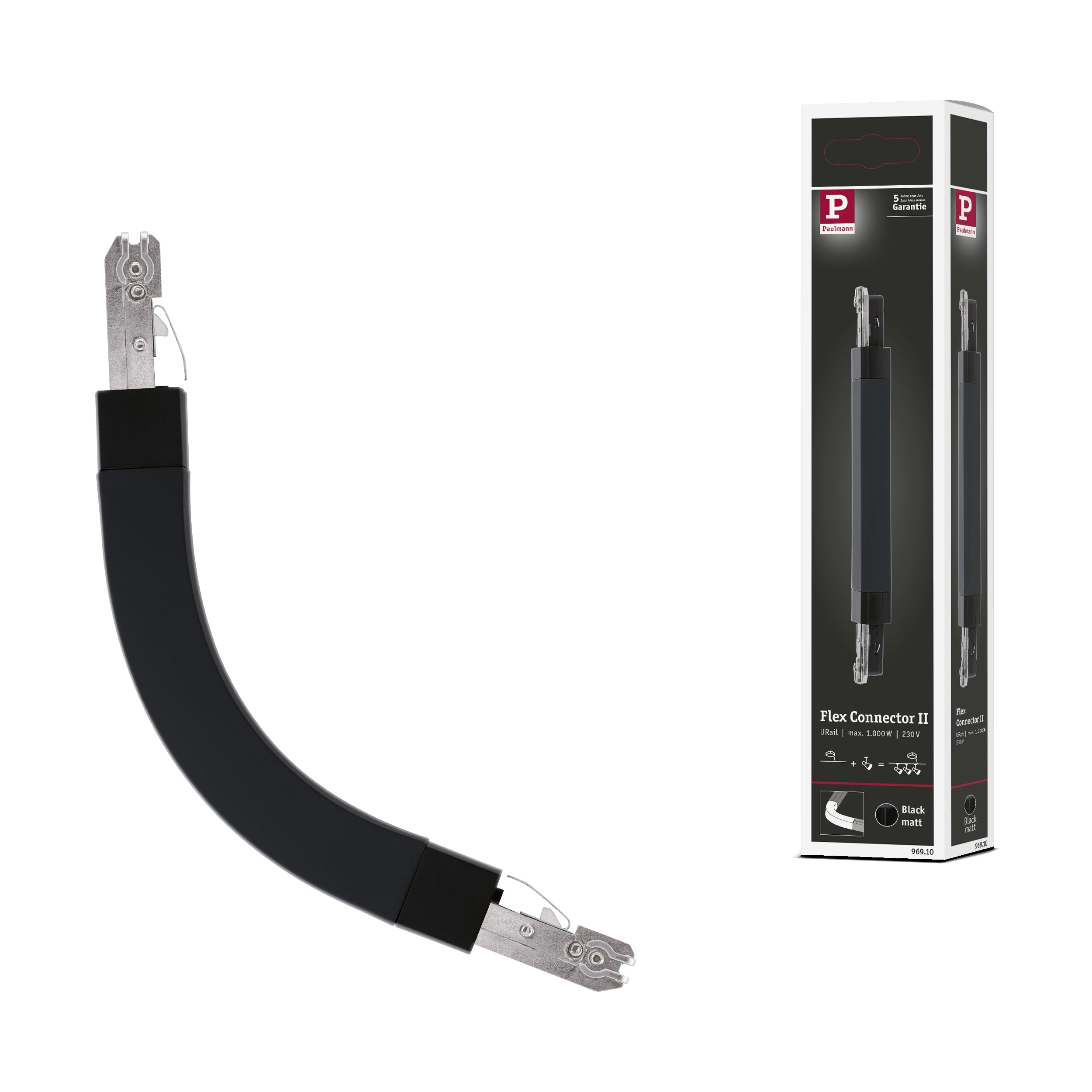 Paulmann 96910 Flex II URail Connector 227x18mm max. 1000W Black matt Rail System
