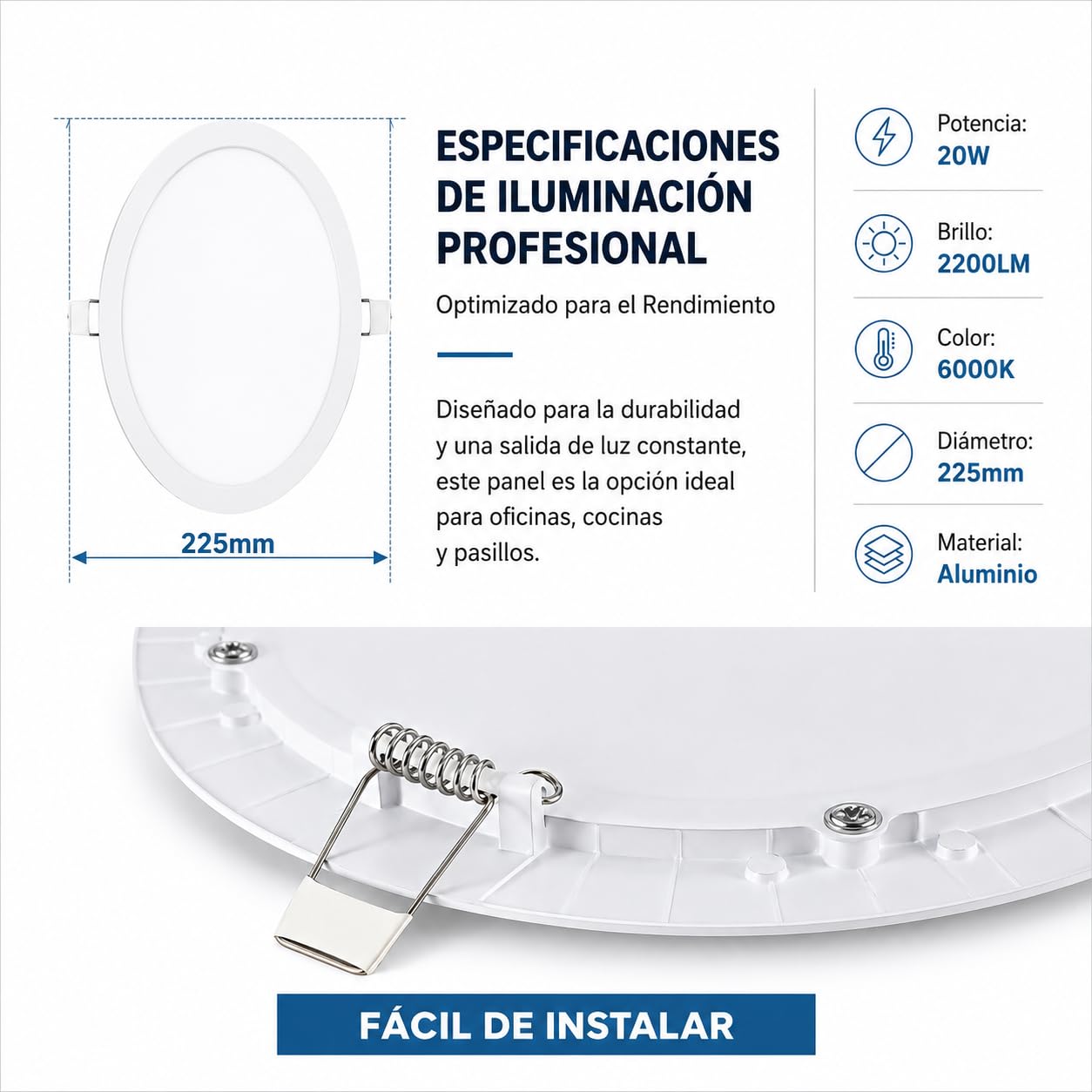 Genérico Led panel 20w 6000k Pack 10