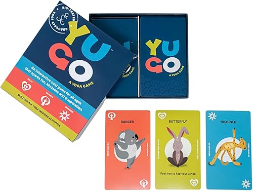 Yugo Tarjetas de yoga para niños y familias, galardonadas, juego interactivo de cartas de yoga con posturas de yoga, equilibrio, movimiento y