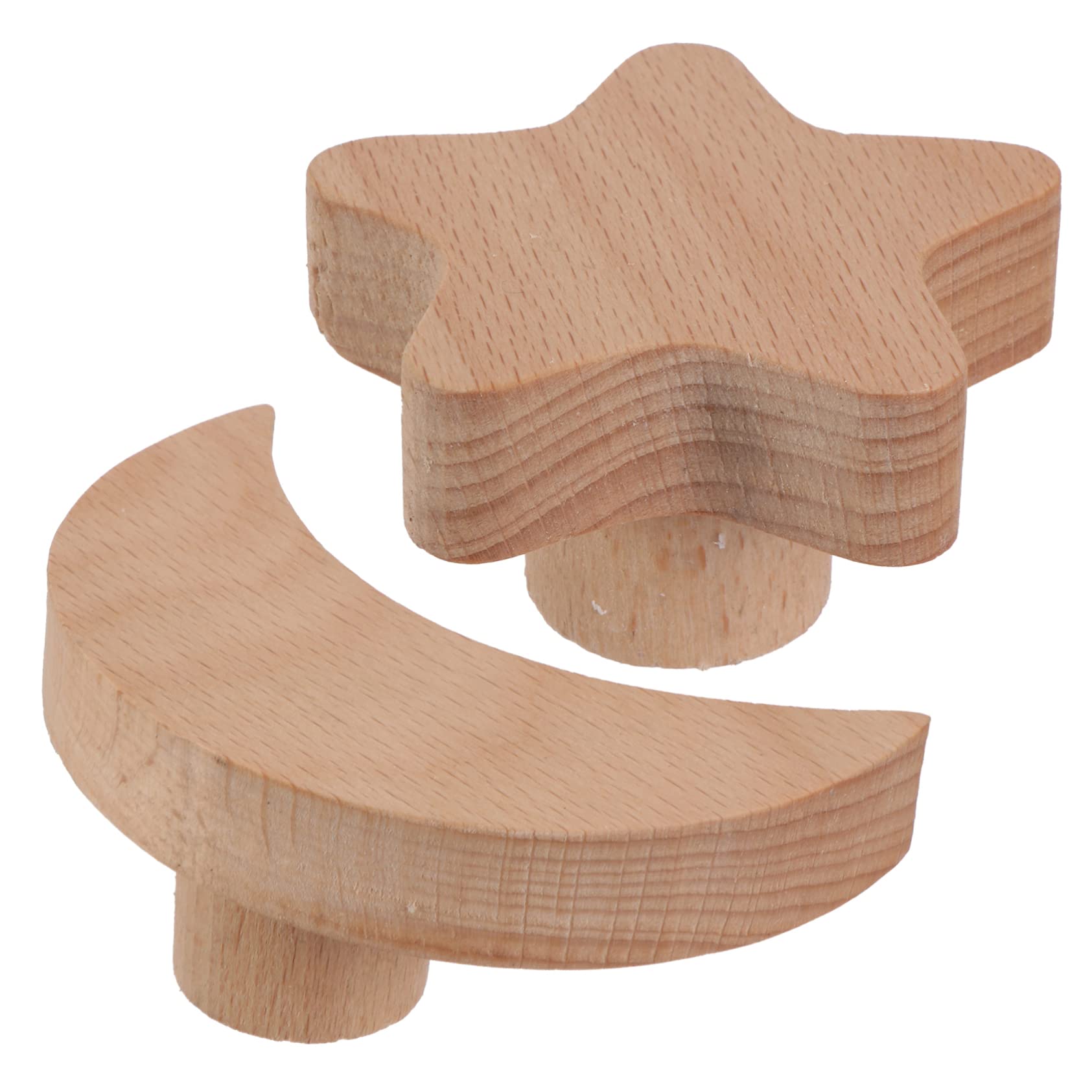 Alipis 2Pcs Star Moon Shaped Wooden Clothes Hanger Self Adhesive Wall Hooks for Space Saving Organization Decorative Storage for Coats Hats Keys and Scarves