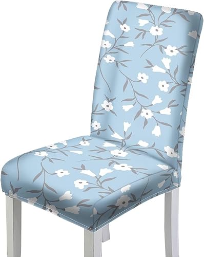 HUGS IDEA Blue Floral Dining Room Chair Covers Set of 2 Kitchen Chair Covers Stretch Dining Chairs Cover Cubre Sillas para Comedor Washable Parsons