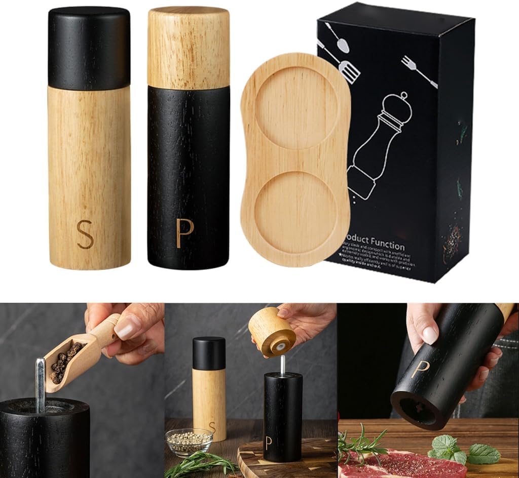 Functional Wood Peppers Mill Practical Adjustable Coarseness Spices Salt Grinder