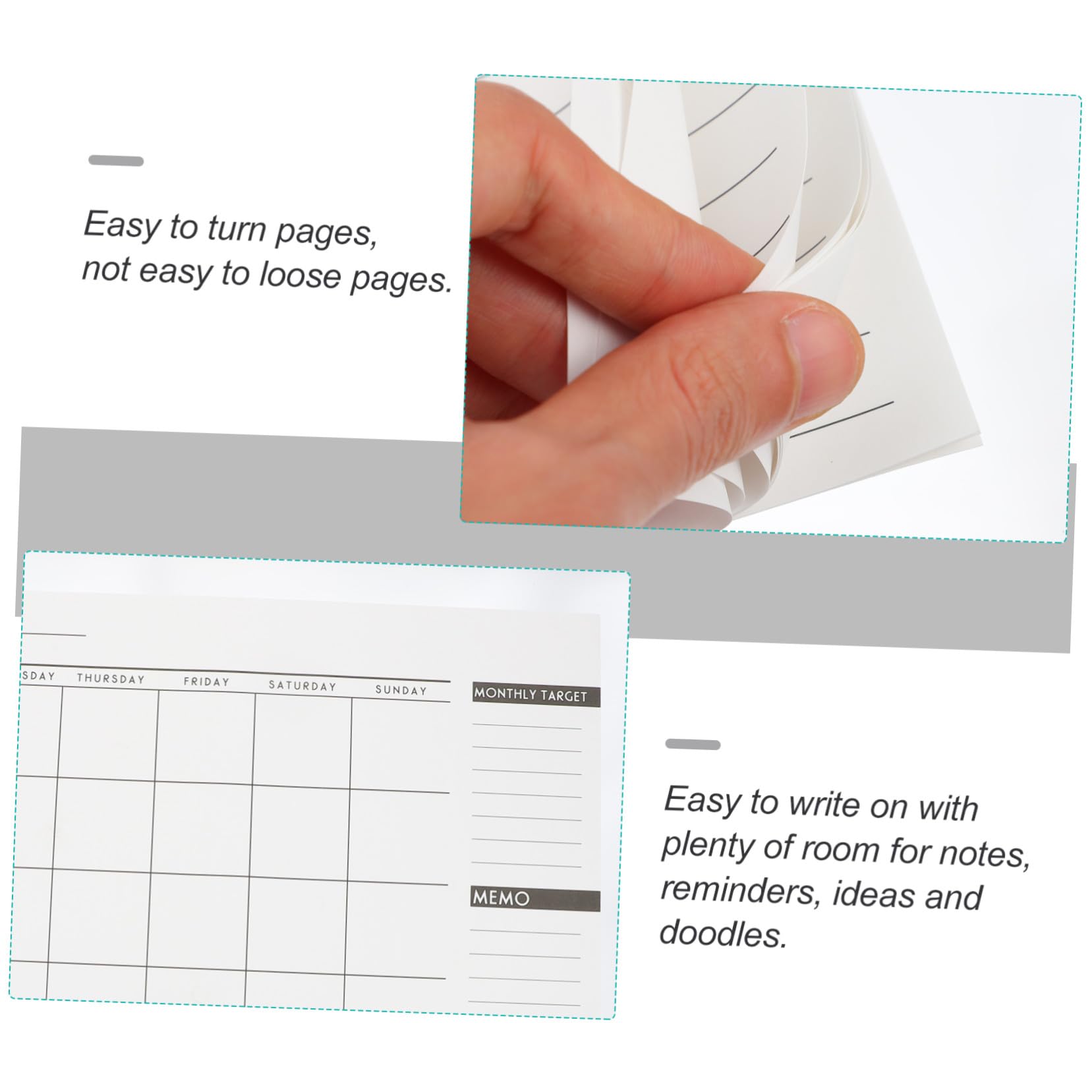 Angoily 2 Stck. Monatsplaner Notizblock Format Monatsübersicht Papierkalender Einfacher Tischkalender für Arbeit und Studium Tages und Monatsplaner für Erwachsene mit Spiralbindung