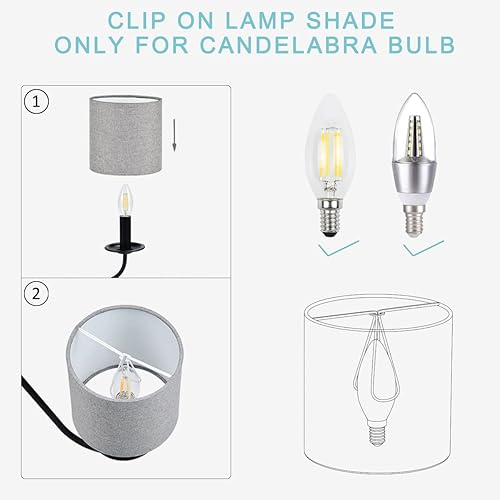 Miniatura 4 de LAMPWELL MEMO - Cortinas pequeñas de tela con clip para lámpara de pared, juego de 2, tambor pequeño, 5.2 x 5.2 x 5.2 pulgadas de alto, lino, hechas