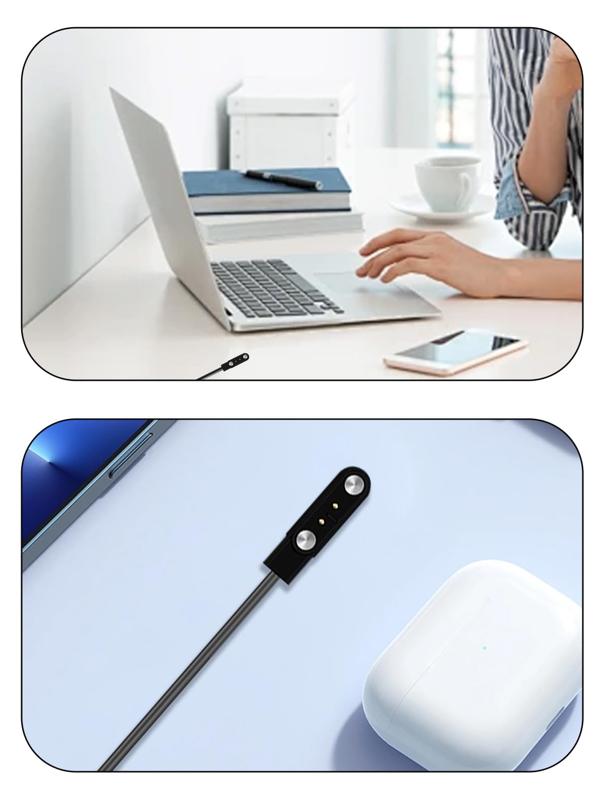 [2er-Pack] für Amzhero D26 Fitness Tracker Smartwatch Magnetisches USB-Ladekabel, 2-poliges Kabel Ladegerät für Smartwatch.