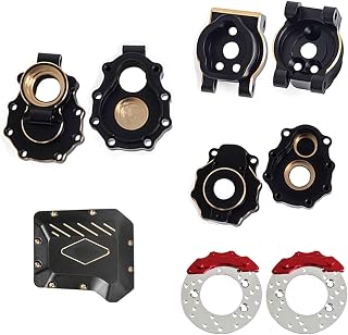 268g AMK TRX4 Brass Kit Black Coating Diff Cover C-Hub TRX6 Portal Housing Steering Knuckles Front Axle Weights with Brake Disc for 1/10 RC Crawler TRX4 Upgrades(Rear)