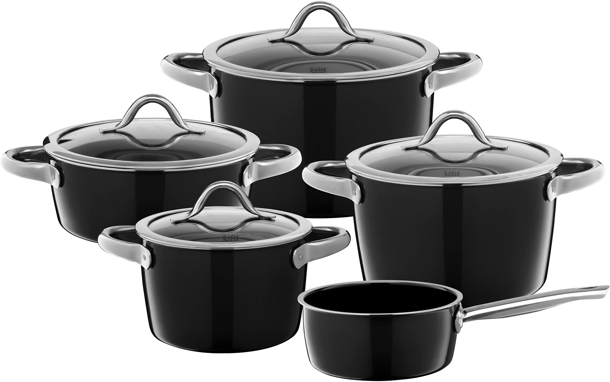 Vitaliano Nero Set of 5 Saucepans