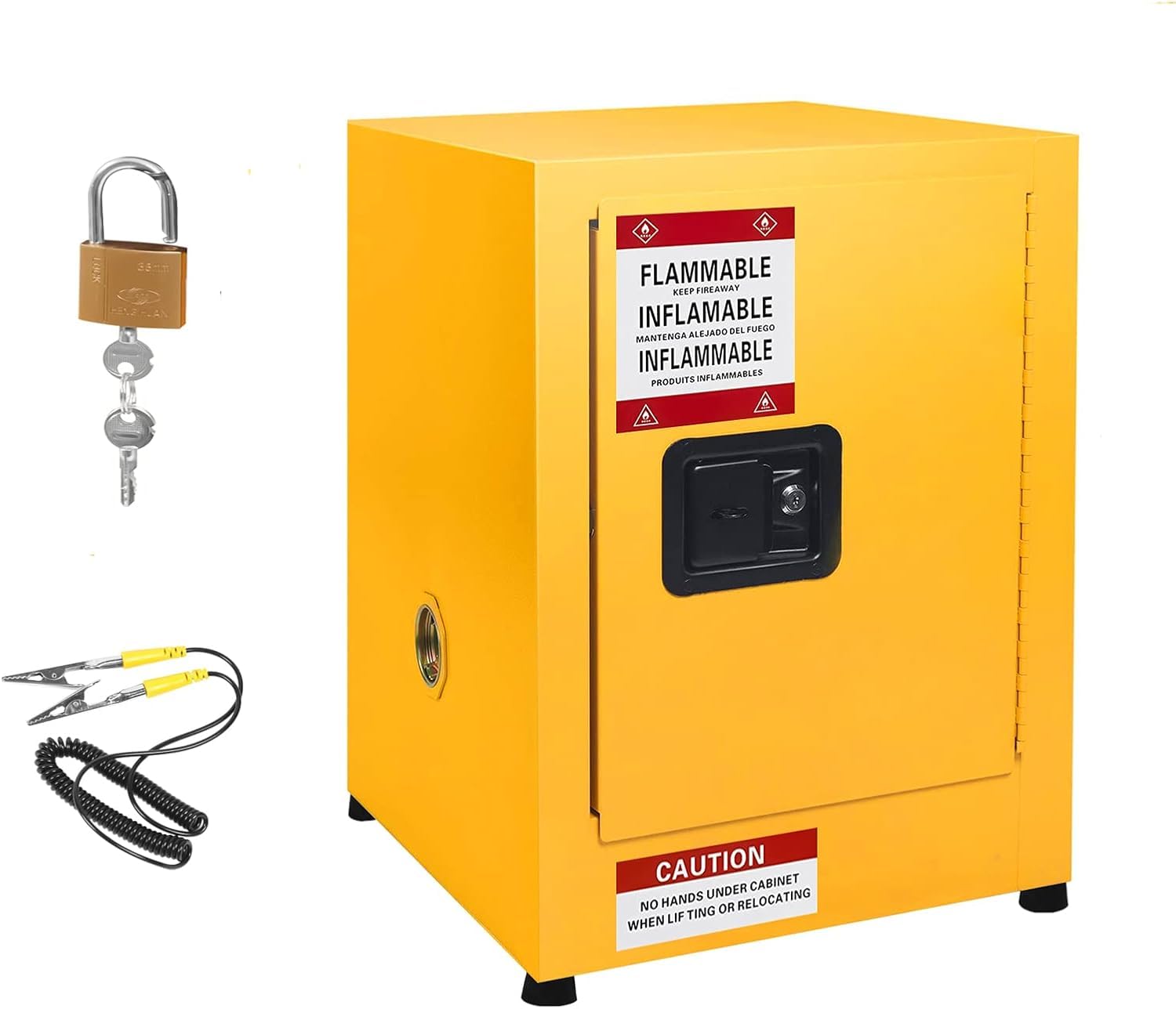 Garvee - Armario de seguridad antifuego, 43 x 43 x 56 cm, 60 L, resistente a los explosiones, con 2 estantes ajustables, con cerradura de llave, impermeable, galvanizado