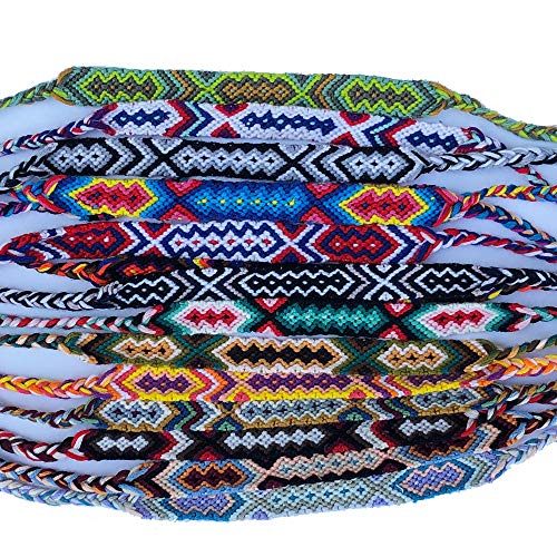 Carykon Set of 12 Nepal Style Woven Friendship Bracelets (Neutral style)