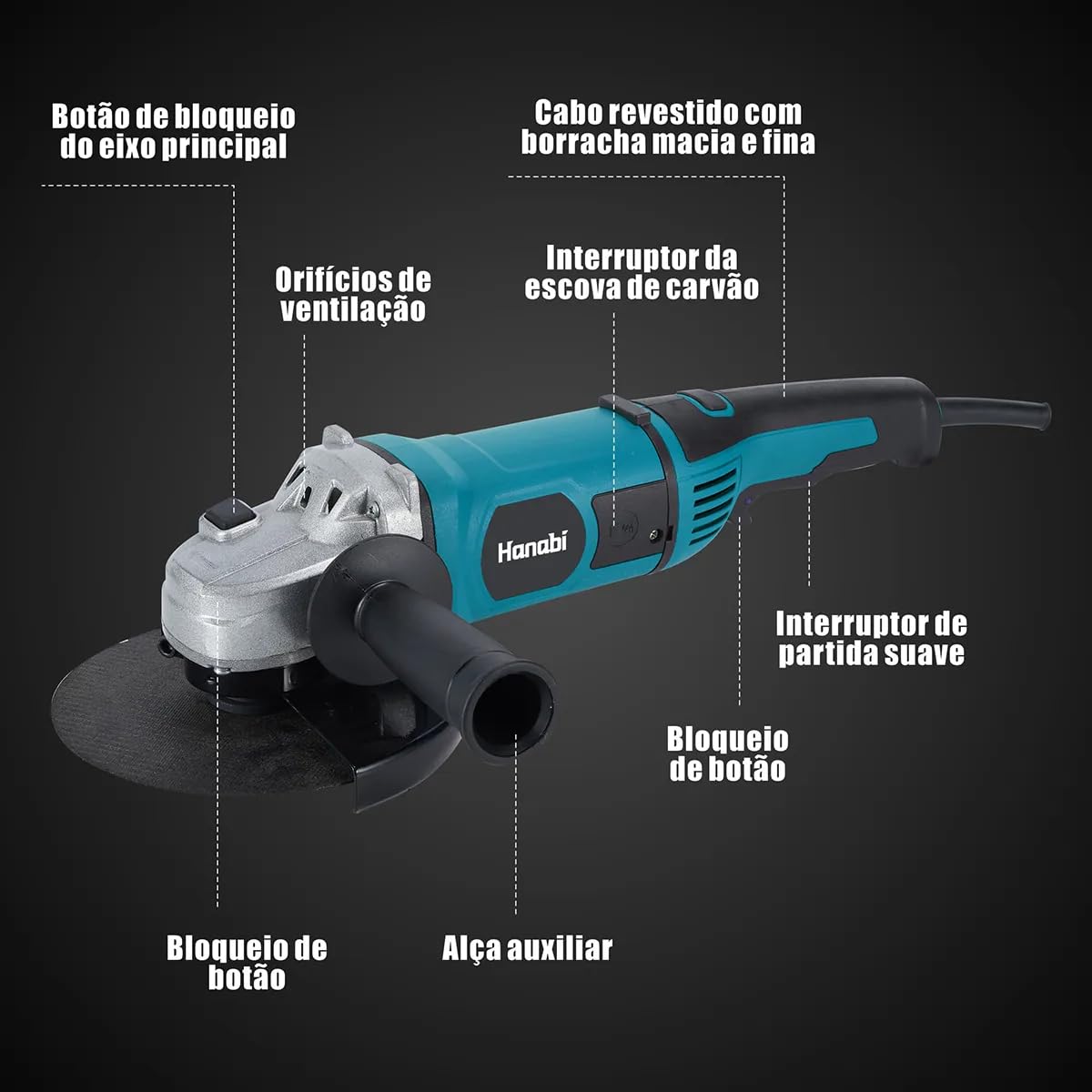 Hanabi Esmerilhadeira com Controle de Velocidade 110v 180mm 7
