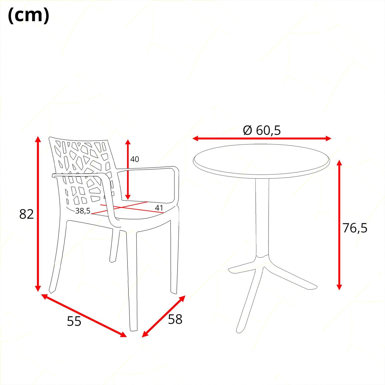 Sicignano | Set 2 Poltrone con Tavolo Tondo, 3 Pezzi, Plastica, Completo Scuro, con Braccioli - Impilabile, Resistente agli UV, Arredo Interno Esterno Bar Pub Giardino Terrazzo, Made in Italy