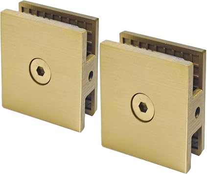 Brushed Gold Glass Clamp for Bathroom,2PCS Shower Glass Clamp for 1/4 to 1/2(6-12mm) Tempered Glass,U-Clamp for Shower Door