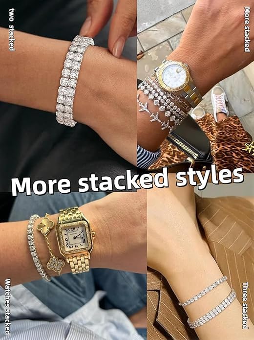 14K White Gold Plated 5mm Cubic Zirconia Tennis Bracelet for Women and Men, Classic Silver Diamond Tennis Bangle Bracelets, Adjustable Detachable 7.6IN Length, Suitable for Everyone - Image 6