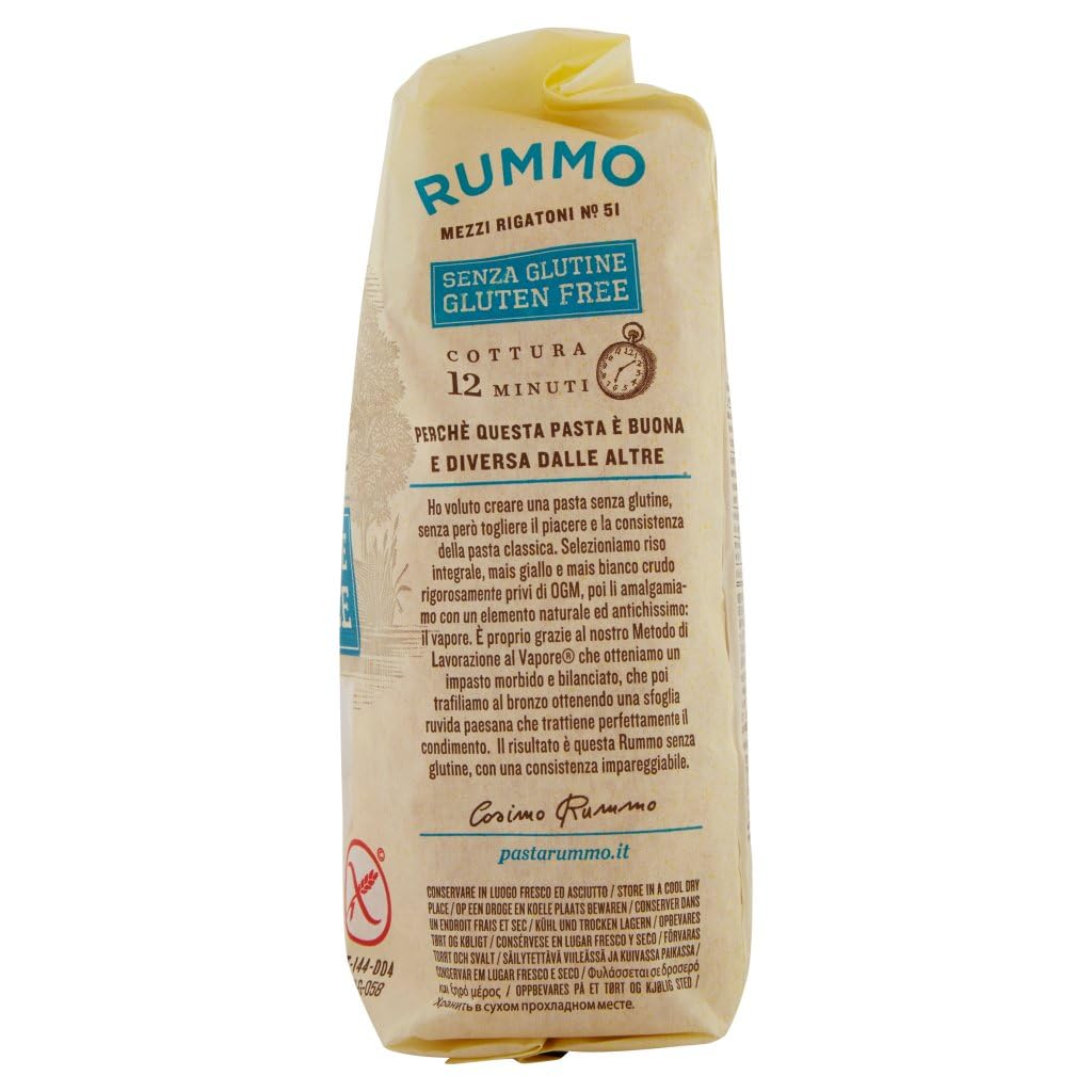 Italian Gourmet Glutenfreie Italian Gourmet Mezzi Rigatoni pasta senza | Formato corto rigato; ohne Weizen für Familienküche, Aufläufe und cremige, Gesamtnettogewicht 8 kg + Kostenlos Polpa 400g