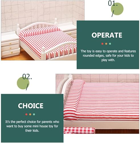 Miniatura 5 de Totority Cama de casa de muñecas de madera, muebles de casa de muñecas en miniatura, accesorios de mesa para casa de muñecas Muebles de casa de