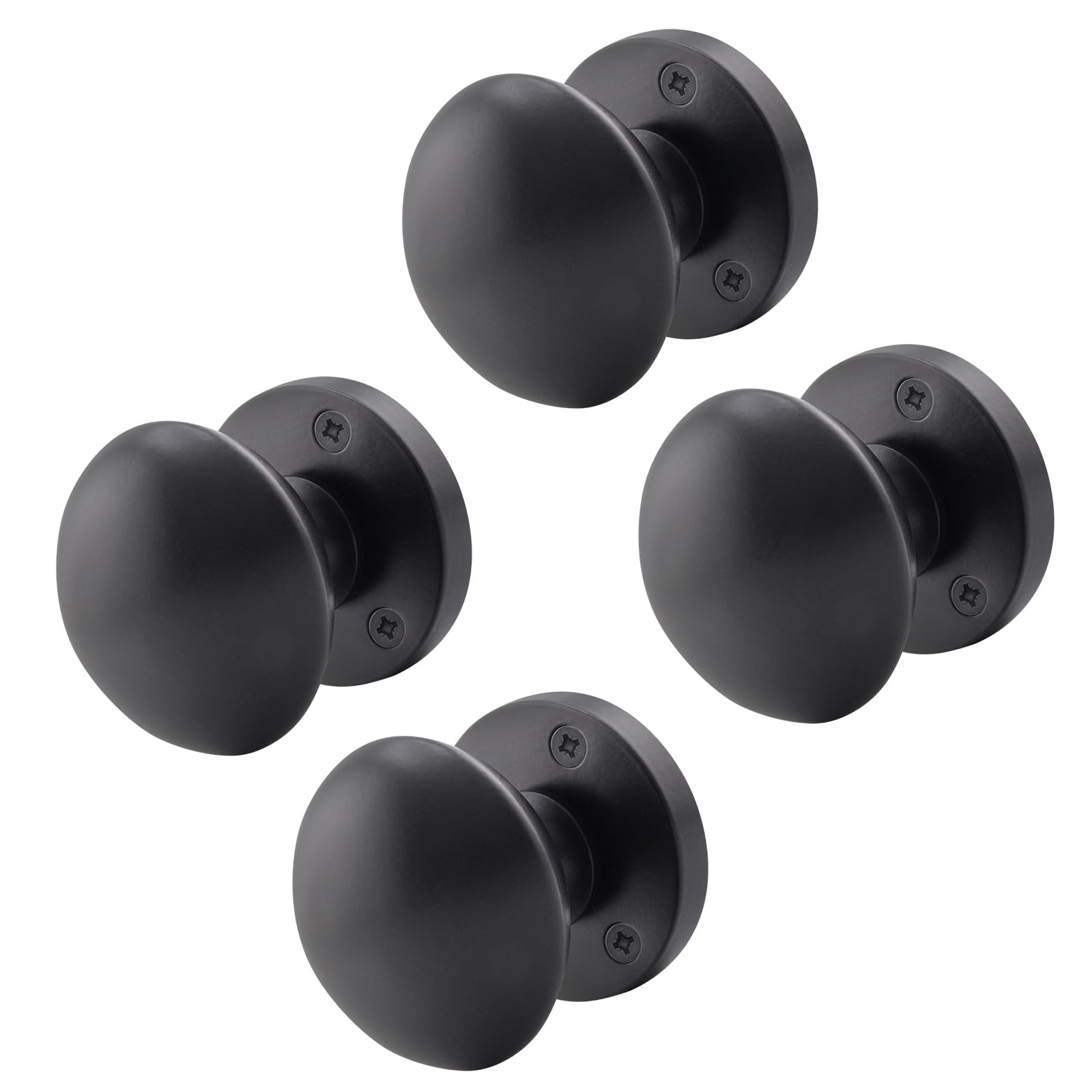 Eai Matt Black Black Door Knobs - 2 Pairs Of Victorian Mortice Knobs (55Mm) For Internal Doors