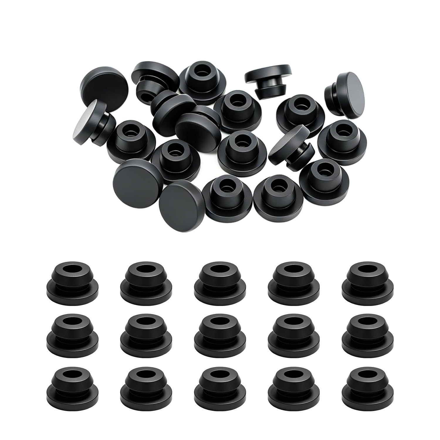 20PCS 5mm Rubber Plugs for Round Holes Silicone Plugs, 1/5inch Black Hole Plug Snap Locking, Used for Furniture DD044-5B