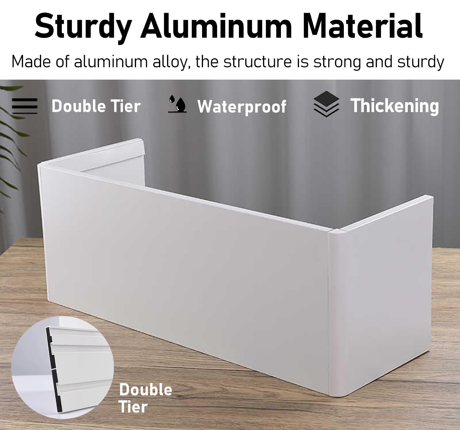 Bardzo długa deska gzymsowa ze stopu aluminium, 10,5 cm, wytrzymała, dekoracyjna listwa wykończeniowa do montażu na ścianie (1,6 m) idealna do dekoracji domu i biura