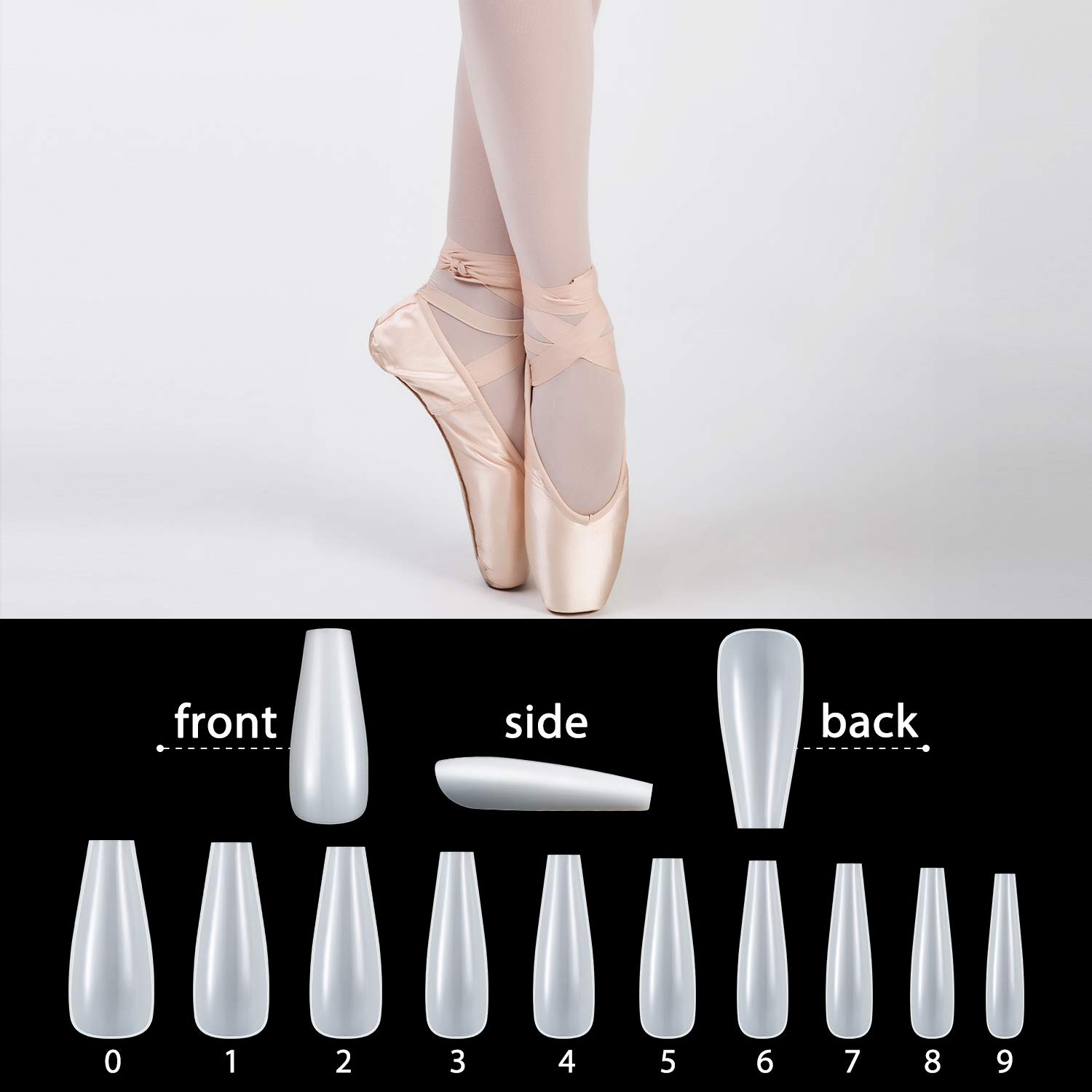 Ballerina Nails Long False Nails Coffin Fake Nails Full Cover Length 100 Pieces Artificial Fingernails Tip with Case for Nail Salons and DIY Nail Art 10 Sizes (Natural) - Image 4