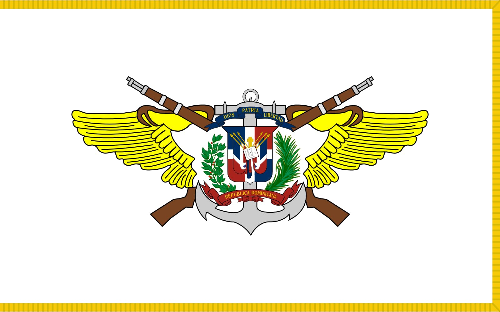 Drapeau Fuerzas Armadas grand format avec bordure ornée pour mât et mur