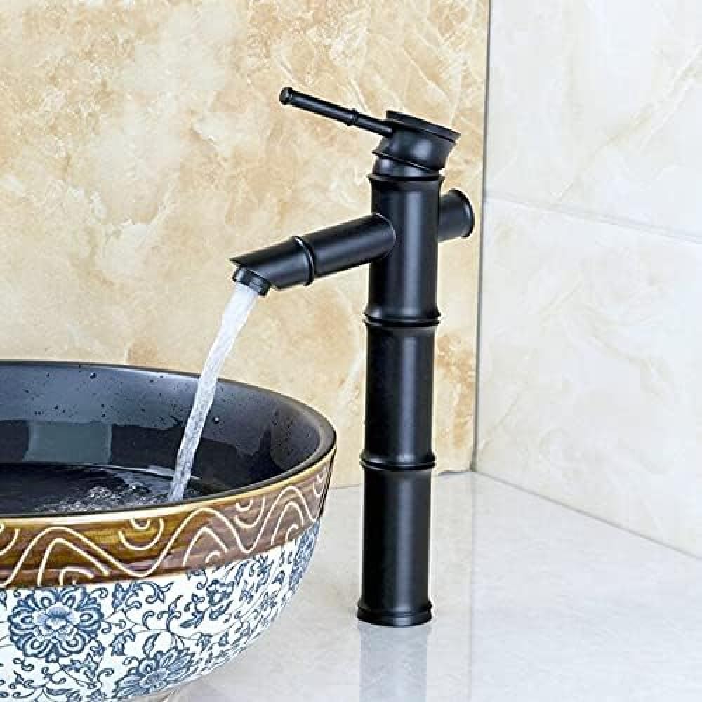 Mitigeur de lavabo design bambou noir en laiton pour salle de bains