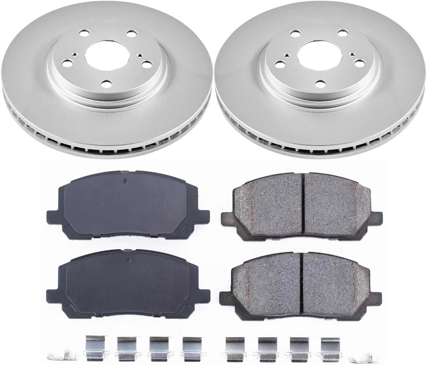 Power Stop CRK1137 Coated Brake Rotor & Ceramic Brake Pads- front For Toyota Highlander 2001-2007 [Model Specific]