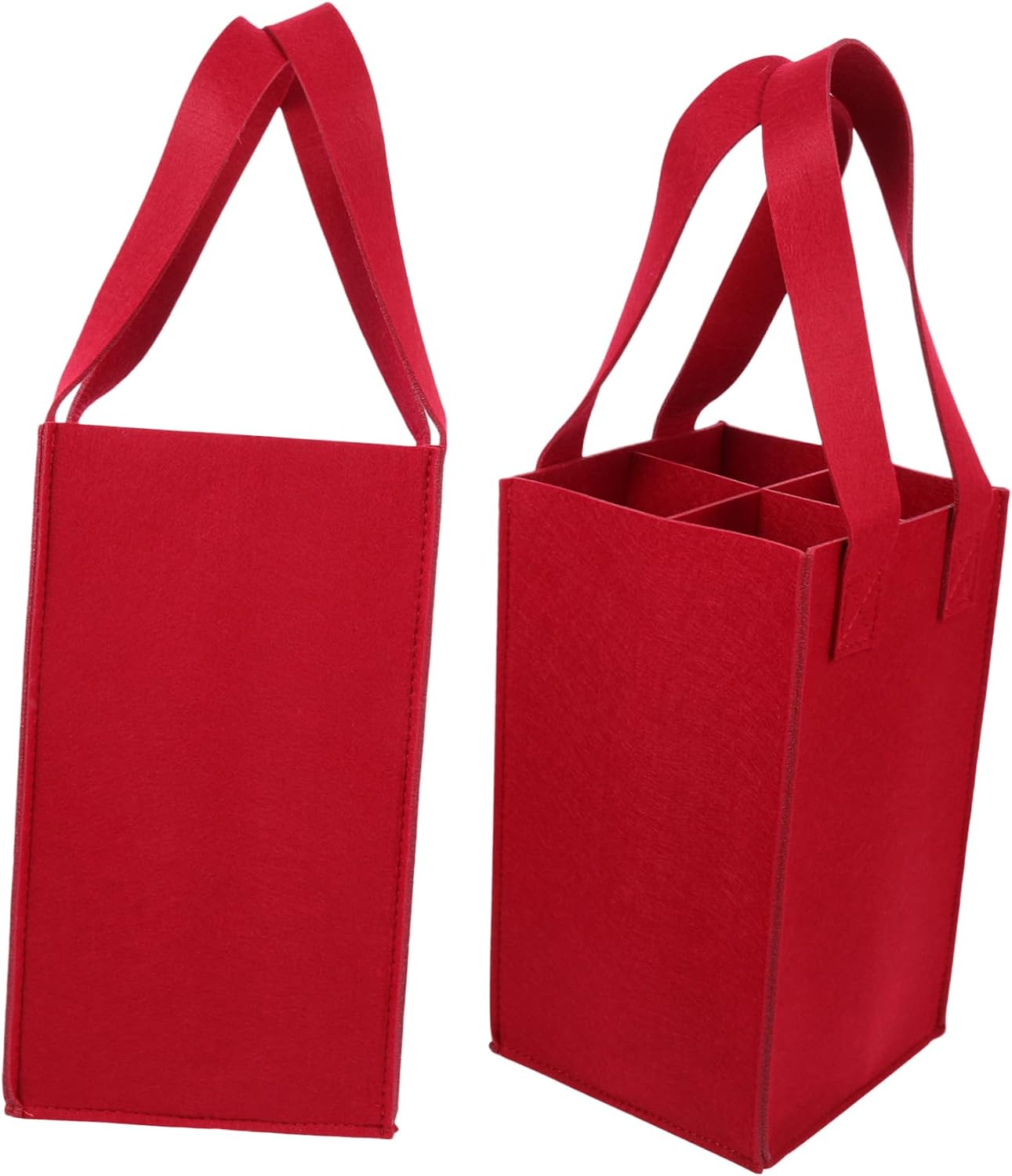 2Pcs Portable Wine Bottle Carrier Bag Divided Storage Tote for 4 Bottles Sturdy Felt Wine Tote for Parties Travel and Picnics