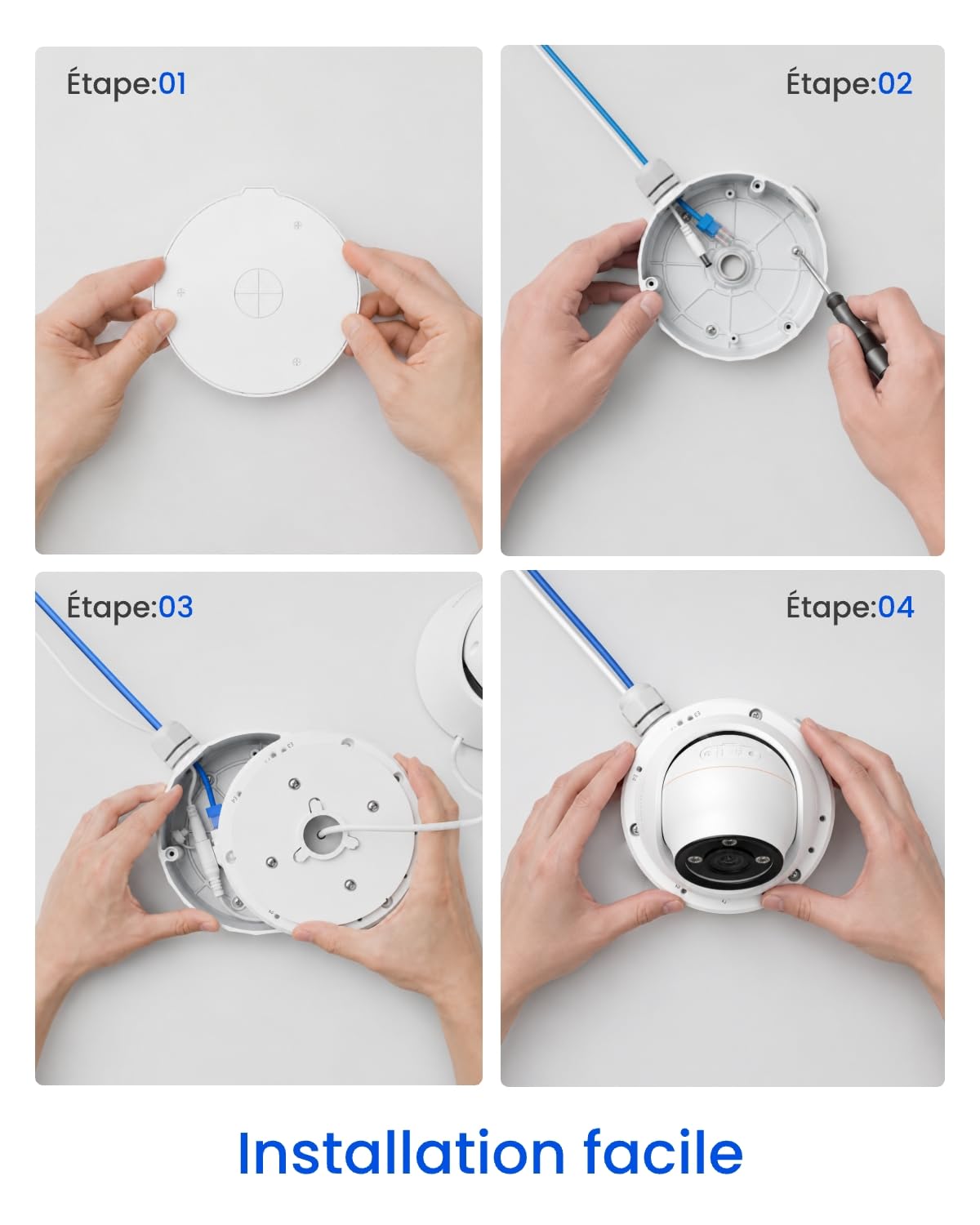 Reolink Boîte de Jonction RLA-JBL1, Uniquement Conçue pour Les Caméras IP Dôme RLC-520A, RLC-820A, RLC-540A, RLC-1224A, RLC-840A, RLC-1240A, RLC-523WA, E1 Outdoor Serie, 823S1, 823S2, etc.