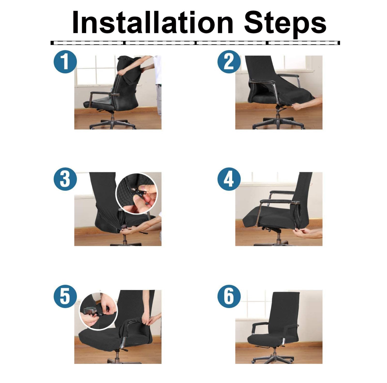 Coprisedia da ufficio con braccioli, protezione elasticizzata per sedia da ufficio, protezione elastica per sedia da computer, design resistente ed elegante