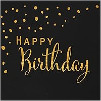 Vista 9 de DYLIVeS Servilletas de feliz cumpleaños, servilletas de papel de aluminio negro y dorado, servilletas de papel desechables para cena, picnic