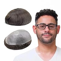 Vista 12 de Lordhair Sistema de cabello para hombres con cabello humano 8x10 pulgadas postizo para hombres 0.002 in piel súper fina sistema de cabello