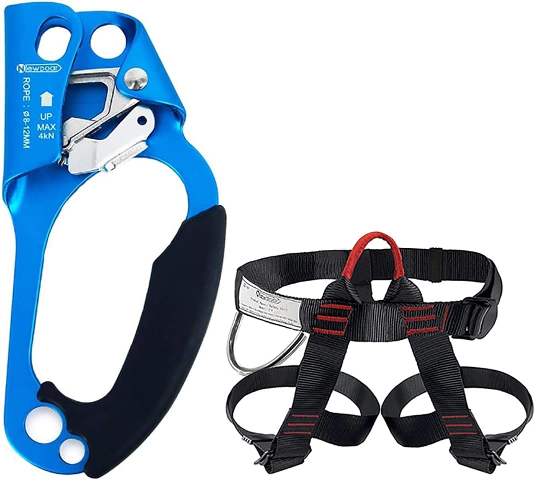 NewDoar Right Hand Ascender and Half Body seat belt for Rappelling Fire Rescuing Tree Climbing Gear