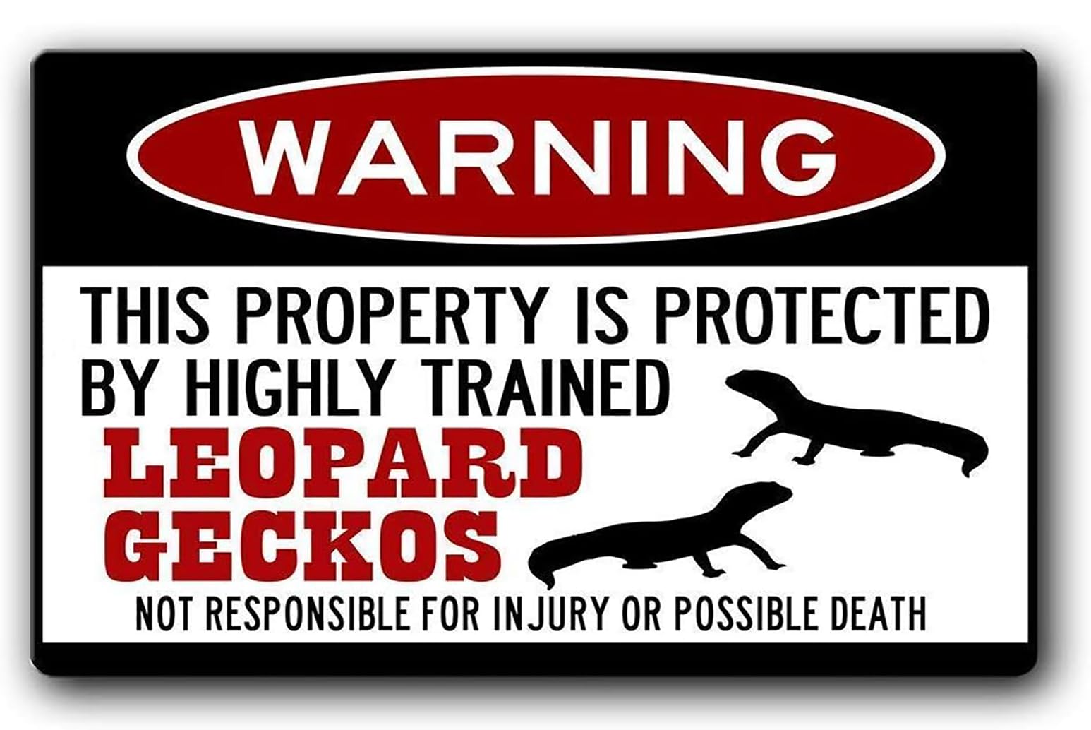 Leopard Geckos Sign Funny Signs Gecko Gift Accessories Lizard Warning Pet Aluminum 8 X 12 Inches Metal for Man Cave Laundry Room Gym Decor