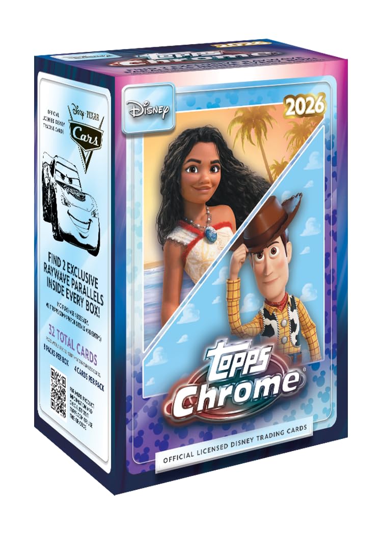 Topps 2026 Chrome® Disney - Value Box (4 Karten pro Packung, 8 Packungen pro Box Finde 2 exklusive Raywave-Parallelen im Inneren!)