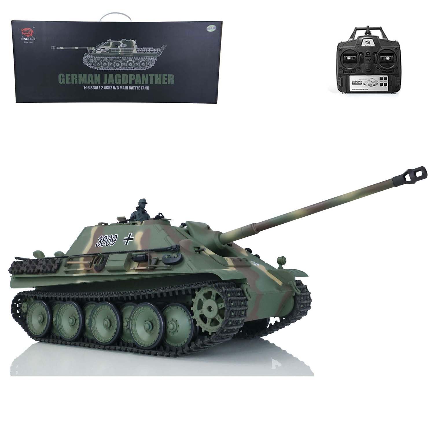 wheelfun 2.4G Heng Long 1/16 Scale 7.0 Plastic Ver Jadpanther RTR RC Tank Model 3869 Infrared Combat Lifting Barrel Light Sound, TH17437-AMZUS2-1